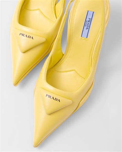 prada soft padded leather slingback pumps|Prada slingback pointed toe pumps.